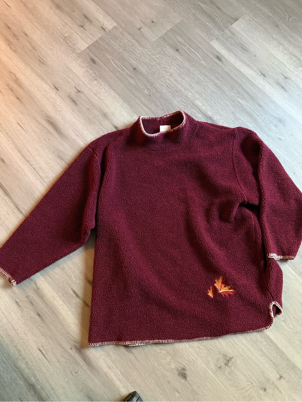 Women's Burgundy Sherpa Turtleneck Pullover